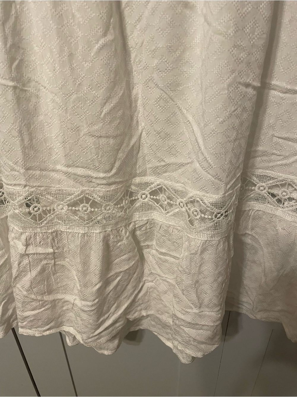 Knox Rose White Lace-Trim Tiered Mini Dress - Picture 9 of 14